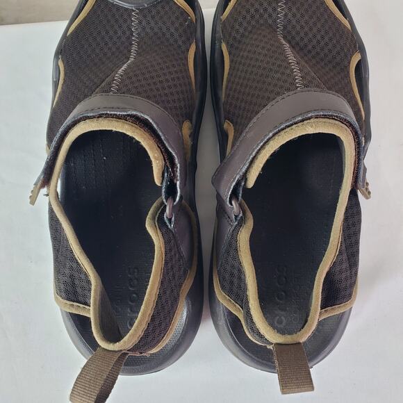 Crocs Swiftwater Brown Closed Toe Deck Strap Sandals Shoes Men\'s Size 11 205289 main image 4